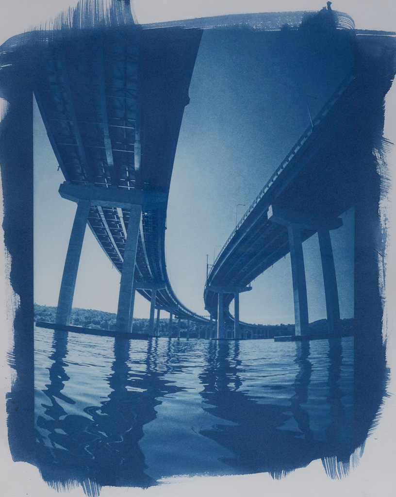 tappan zee bridge, cyanotype