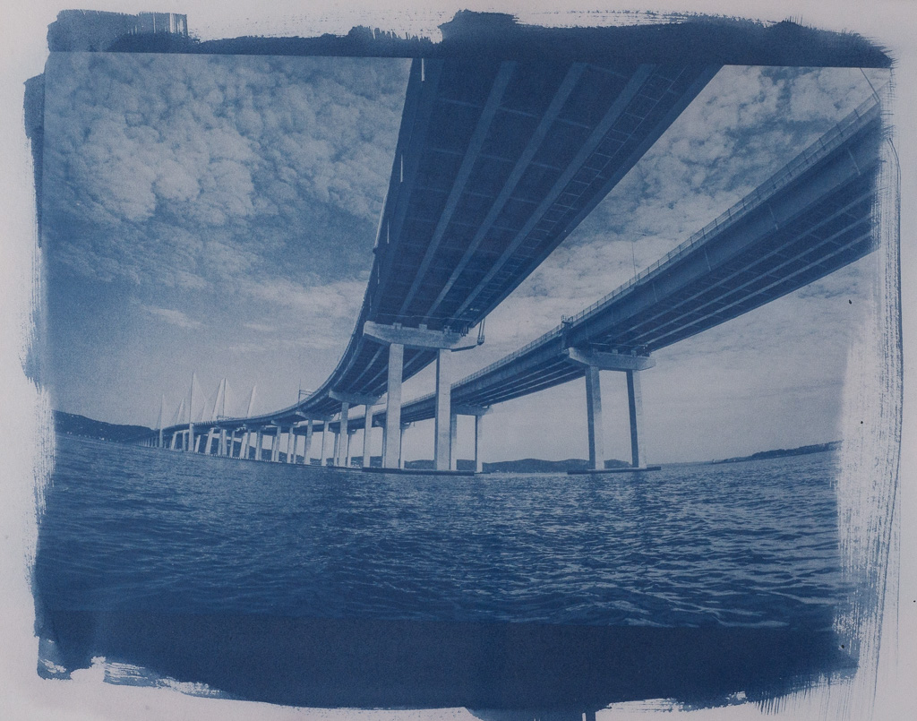 tappan zee bridge, cyanotype