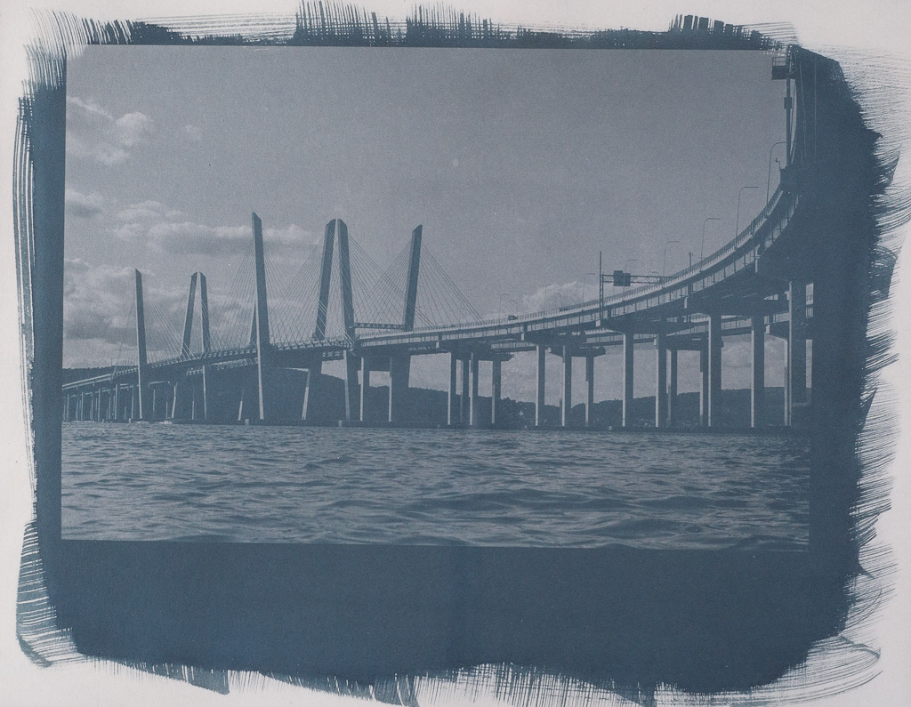 tappan zee bridge, cyanotype, logwood
